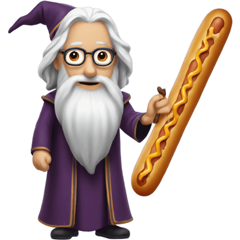 Wizard but his wand is a hot dog emoji