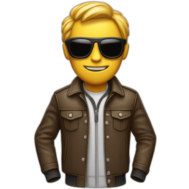 Squelette avec une veste en cuir  emoji