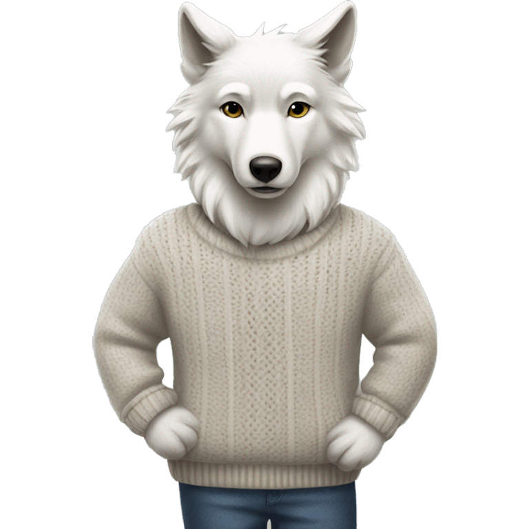 White wolf wearing sweater  emoji