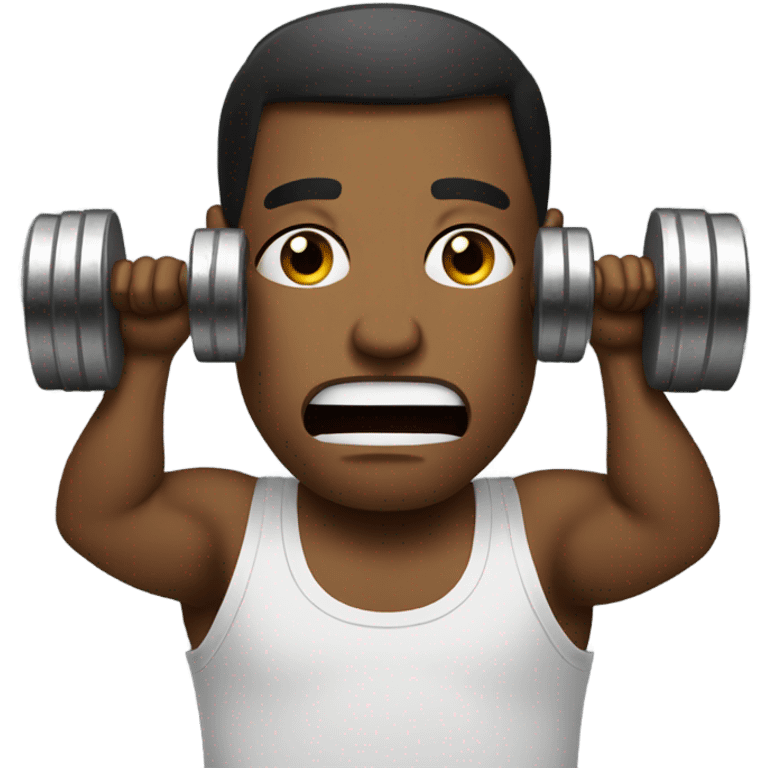 Man with dumbells crying emoji