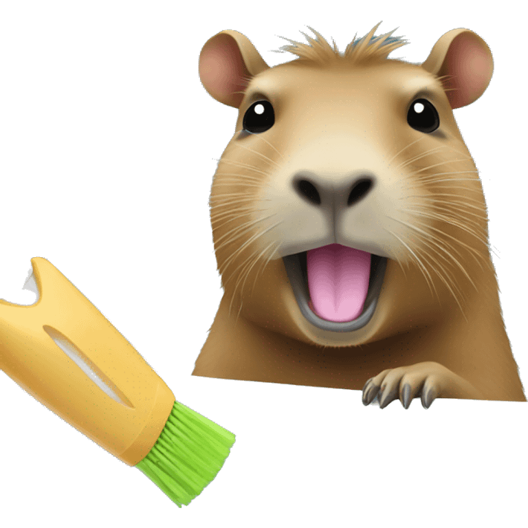 Capybara with toothbrush emoji