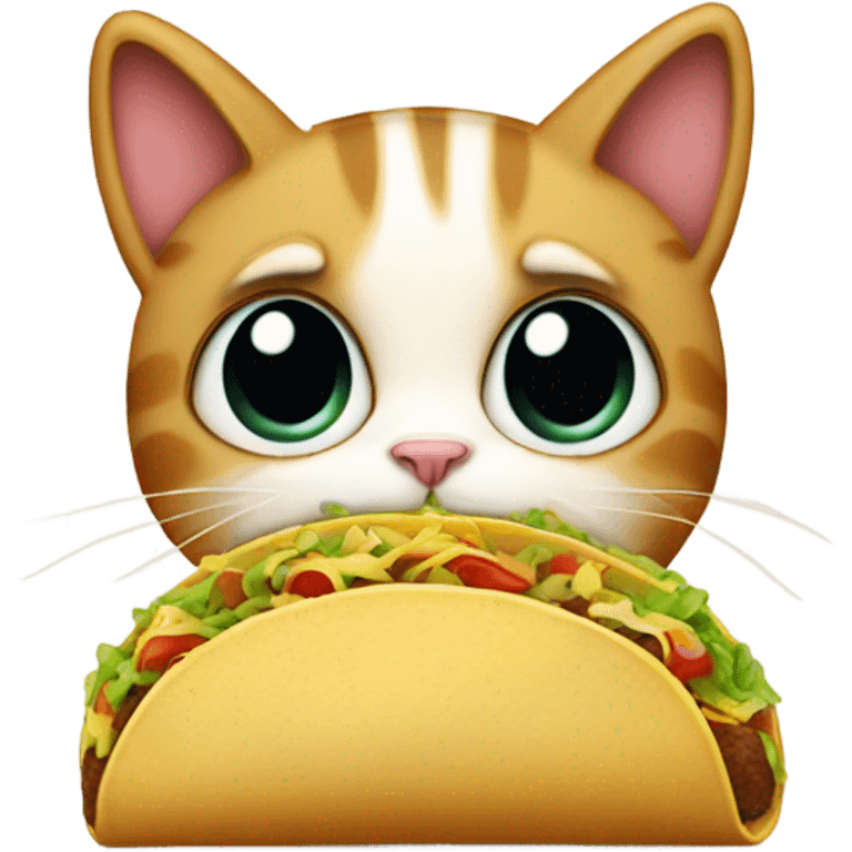 sad cat eating a taco emoji