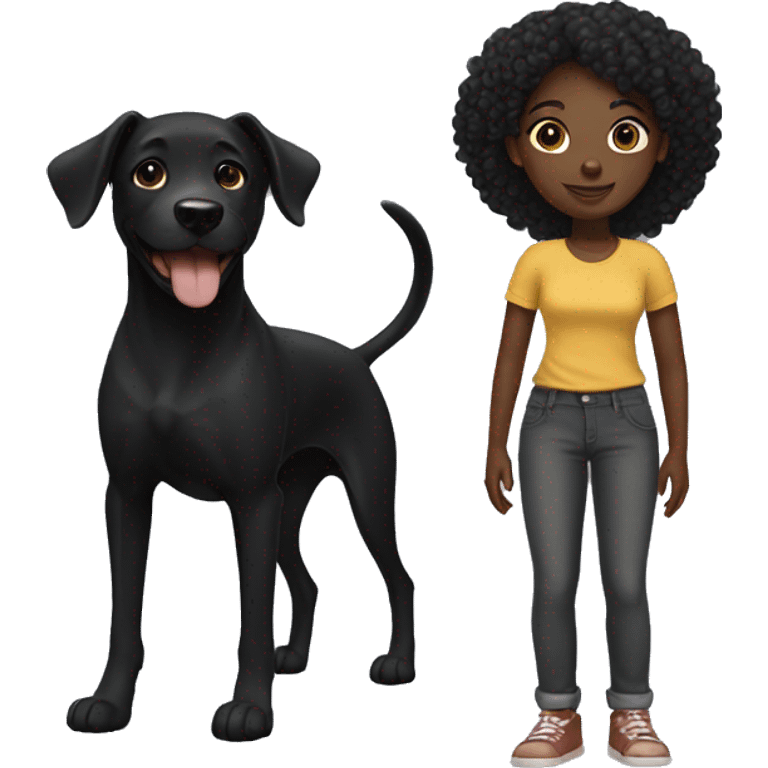 Black girl with black dog  emoji