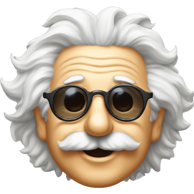 happy albert einstein head with sun glassess emoji