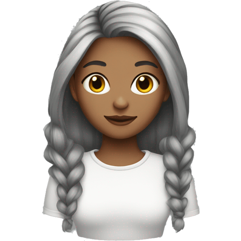 Girl w highlights hair n grey cat emoji