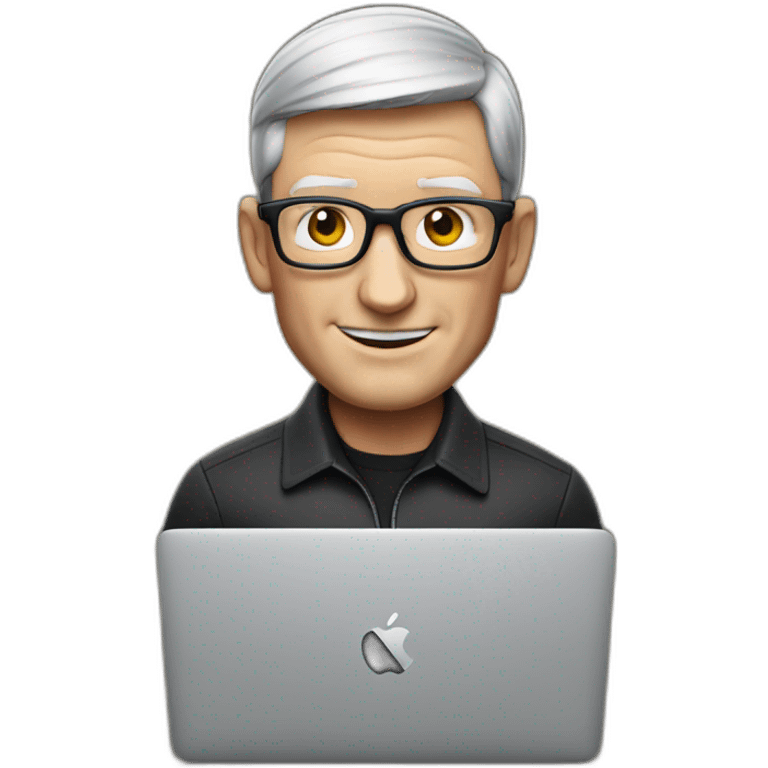 tim cook with a macbook pro emoji