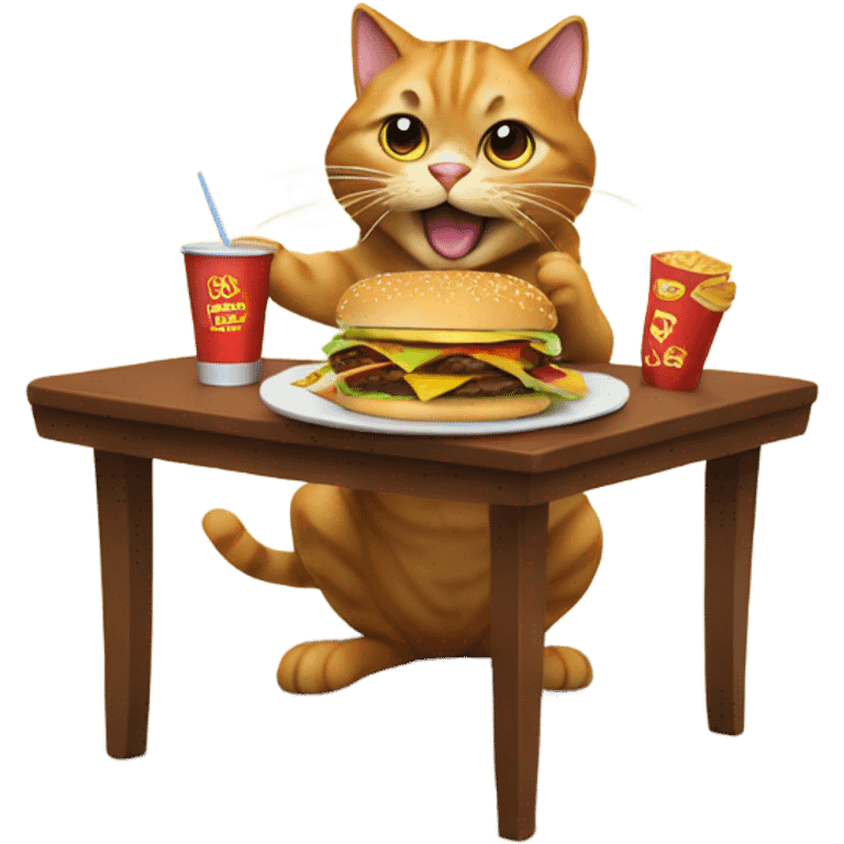 Cat eating cheeseburgers emoji