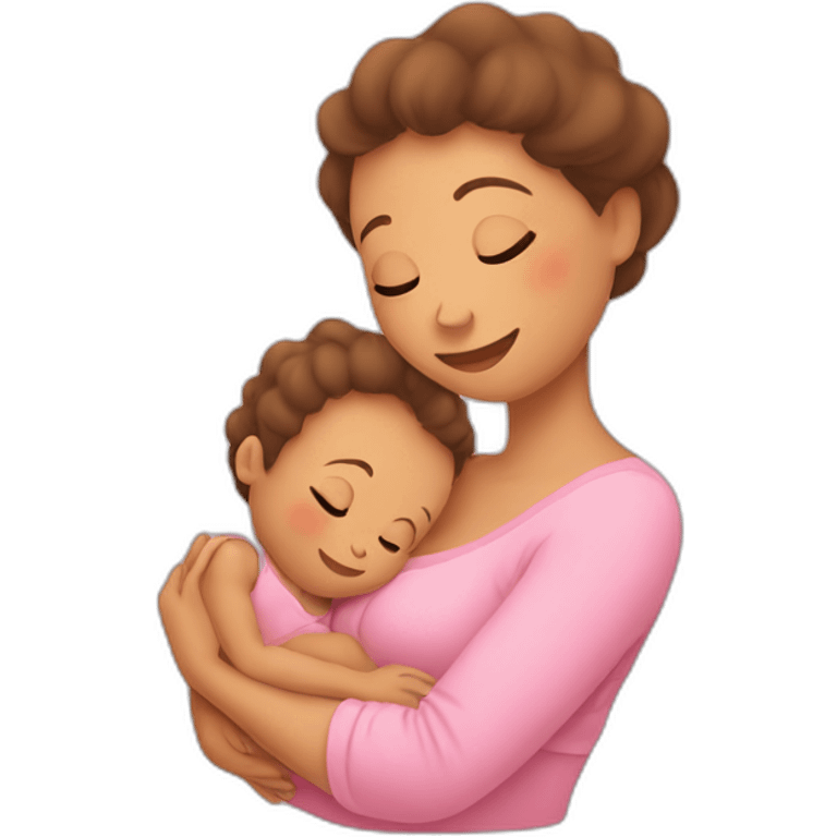 Baby cuddling mother emoji