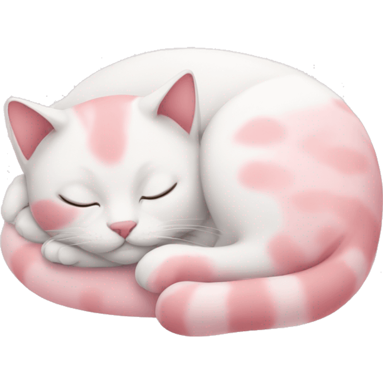 A sleeping white and pink cat emoji