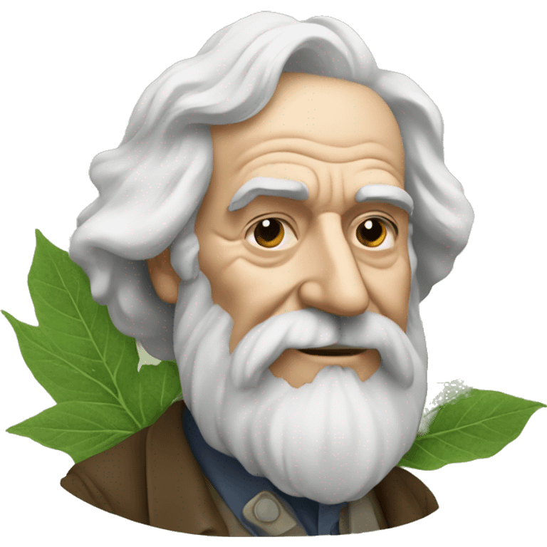 Walt Whitman with leaves of plants emoji