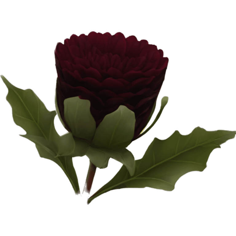 give me a black dahlia flower with a black color and burgundy red. emoji