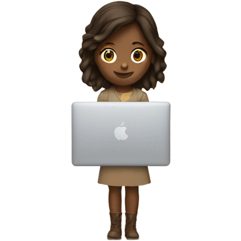 beige macbook with brunette girl emoji