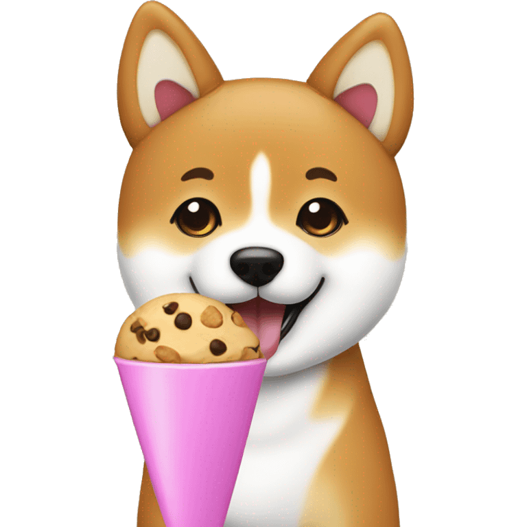 Shiba Inu eating cookie dough ice cream emoji