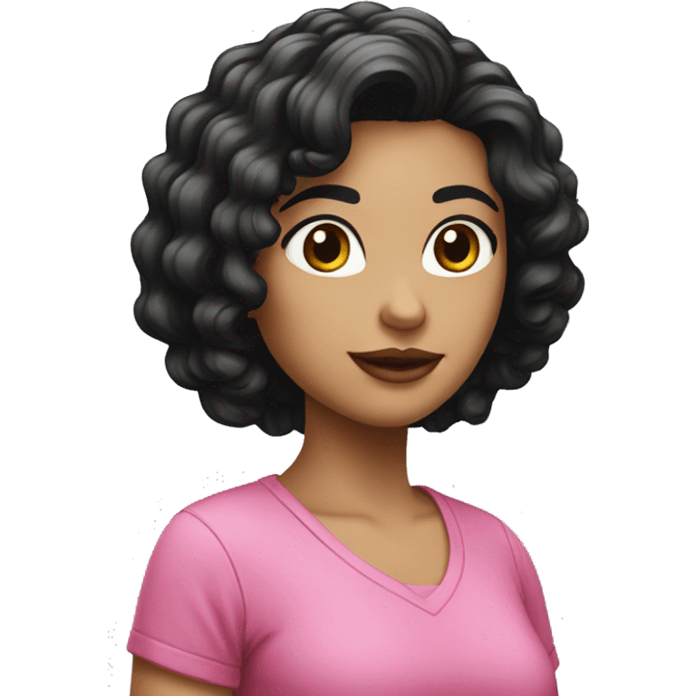 Garota com cabelo rosa e preto emoji