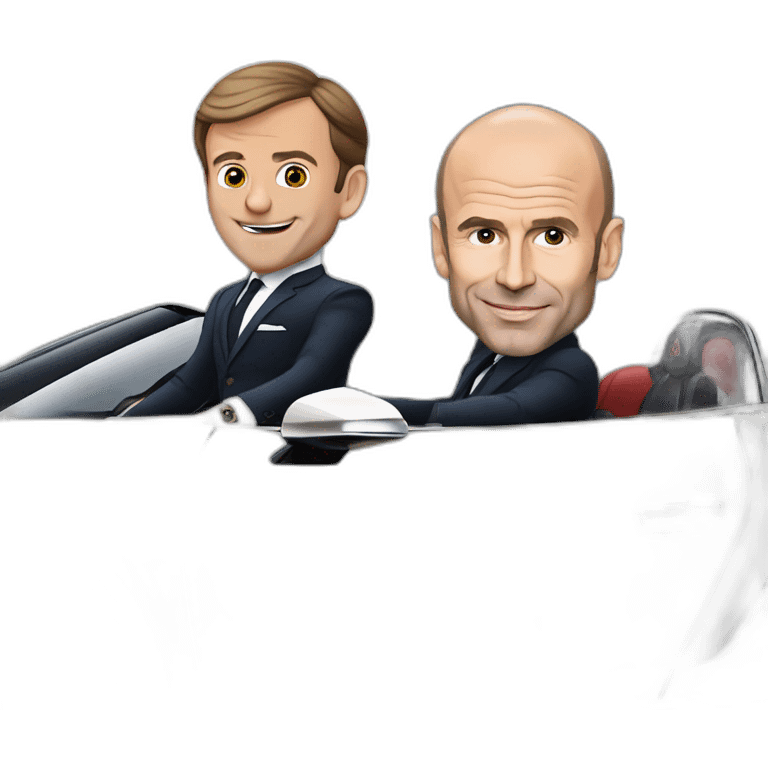 Emmanuel Macron et Zidane dans une Bugatti Chiron emoji