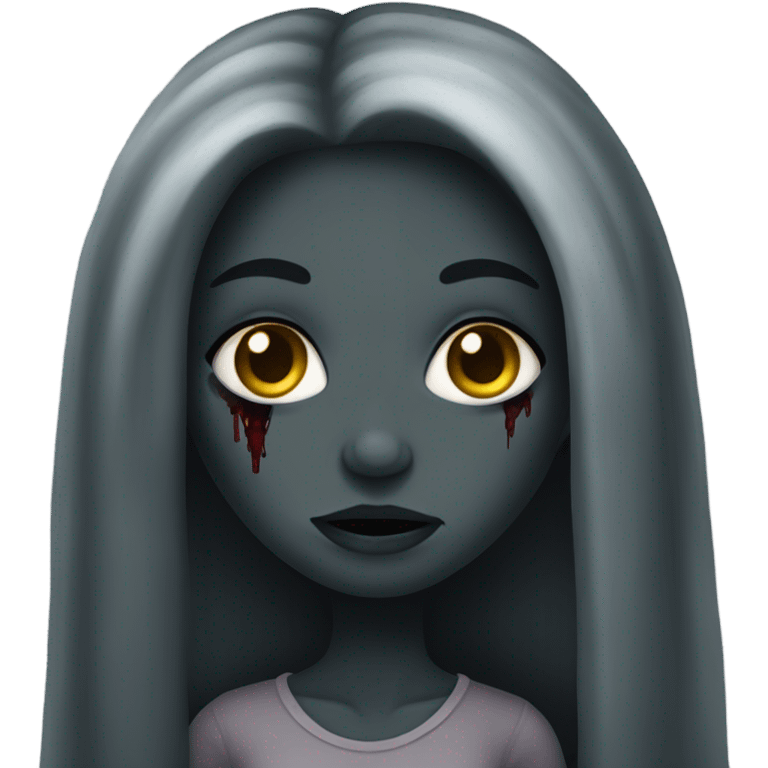 Black zombie girl with long beautiful hair  emoji