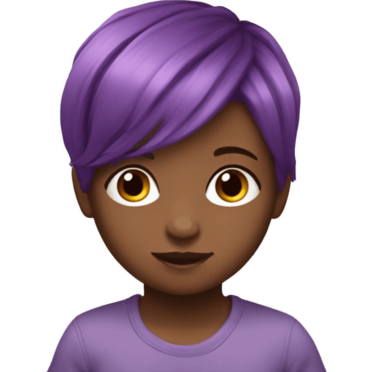 Purple hair cutie with a brown hair baby emoji