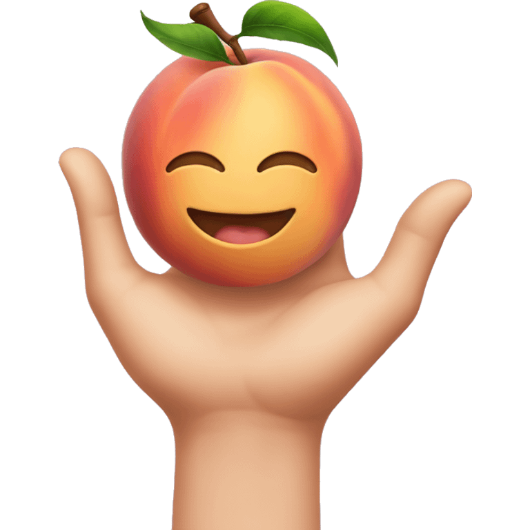 Peach with hands grabbing it emoji