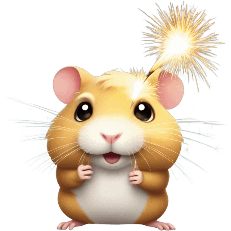 Christmas hamster with sparkler emoji