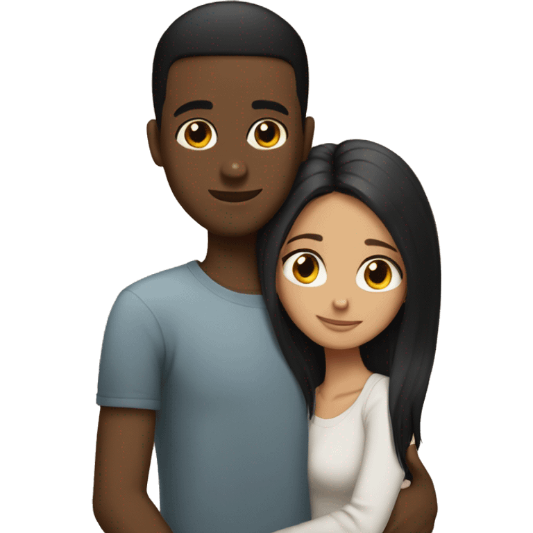 Somali guy with Spanish girlfriend with straight light black hair hugging  emoji