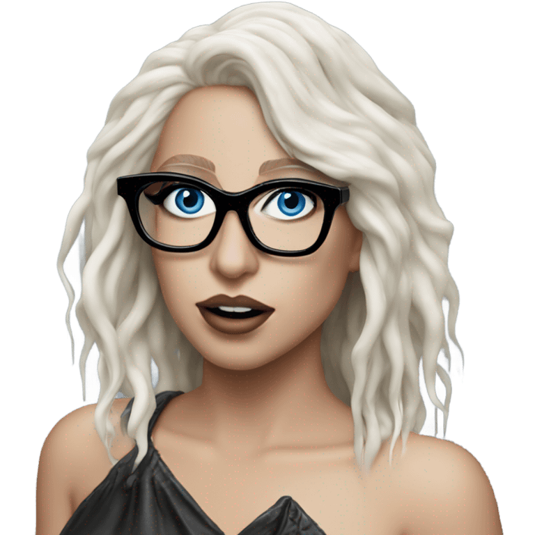 Hyper Realistic lady gaga rain on me blue eyes black glasses  emoji