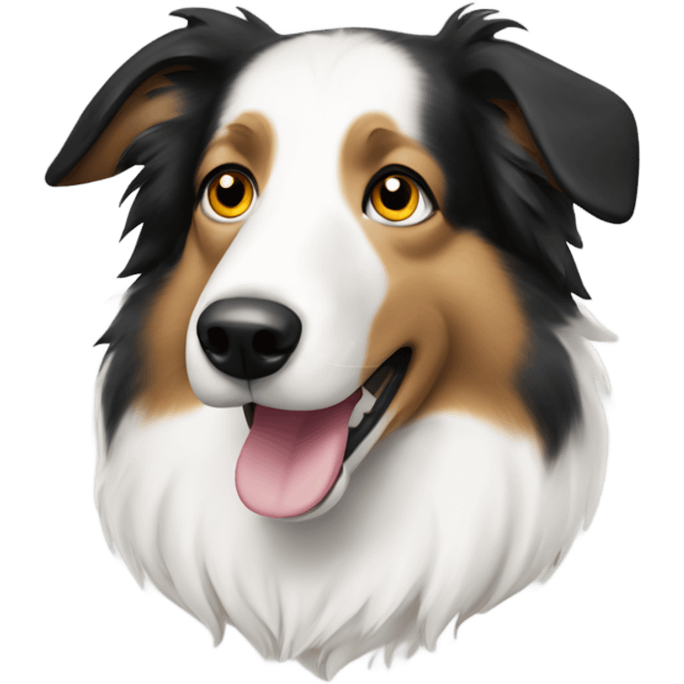 Collie with a black spot on right eye and white fur emoji