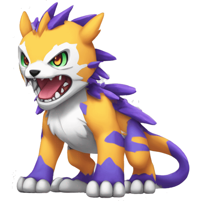 cute cool edgy Digimon-Fakemon-animal with colorful markings full body emoji