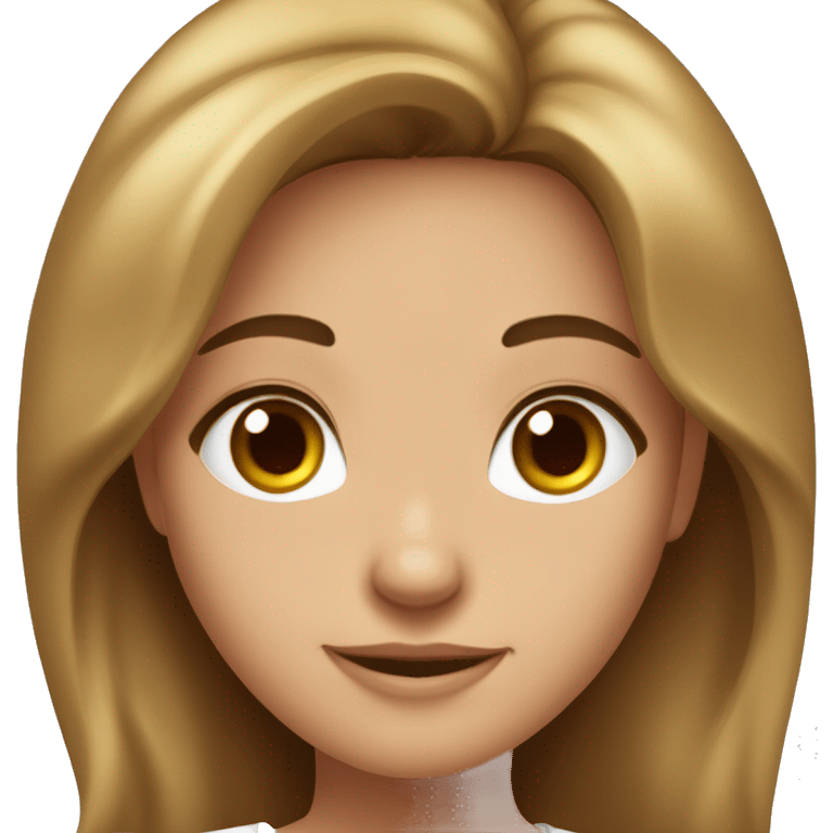 brunette girl, slim, Italian, big maple eyes, shiny brown hair, tanned complexion, good health, white t-shirt emoji