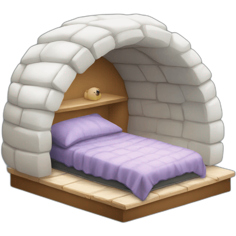 igloo with sleeping bed emoji