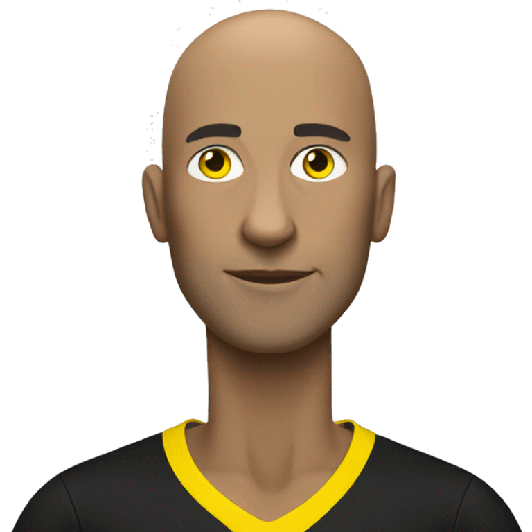 Bald soccer coach wearing black and yellow  emoji