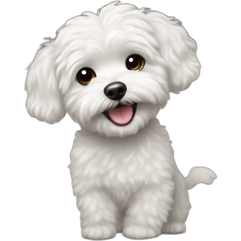 White maltipoo waving emoji