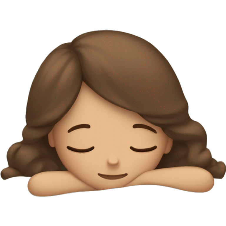 Girl with brown hair sleeping emoji