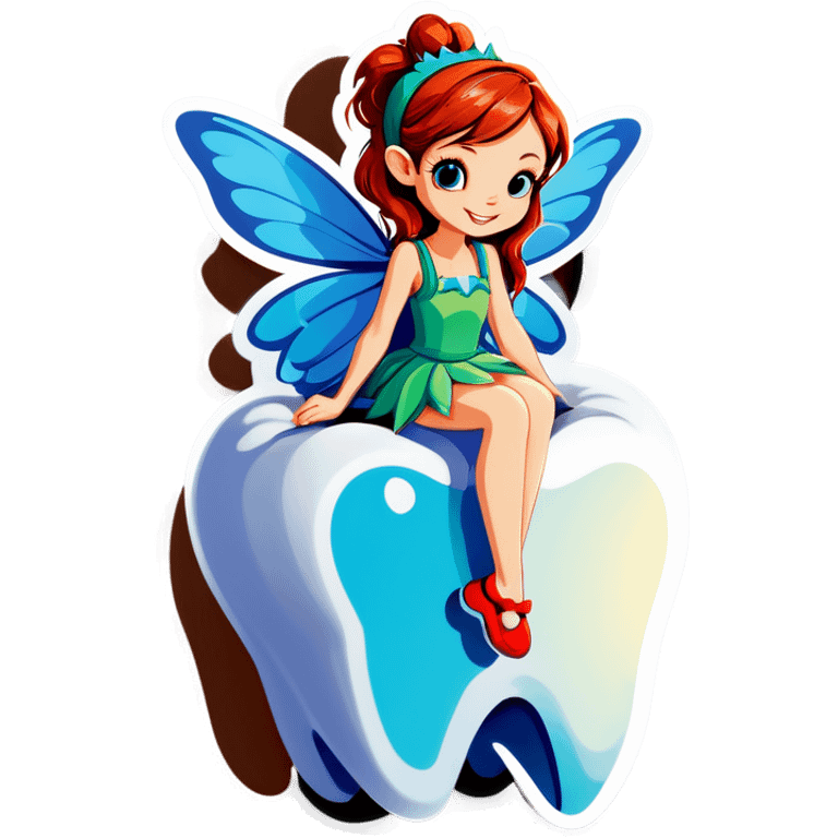 Fairy sitting on a tooth emoji