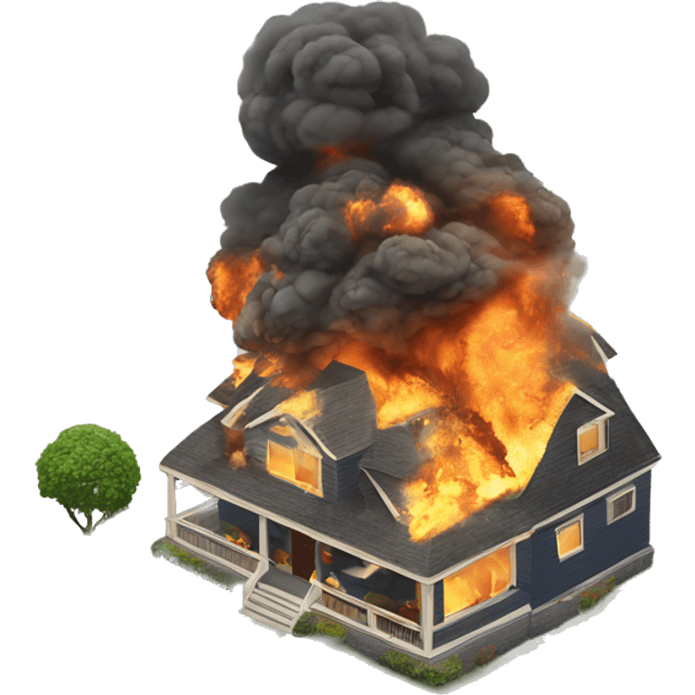 Mind blown house explosion emoji