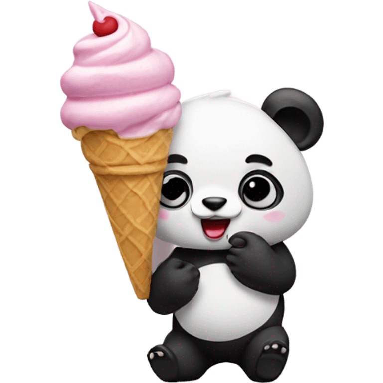 Panda eating ice cream emoji