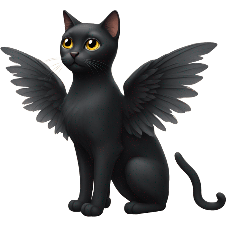 black cat wearing wings  emoji