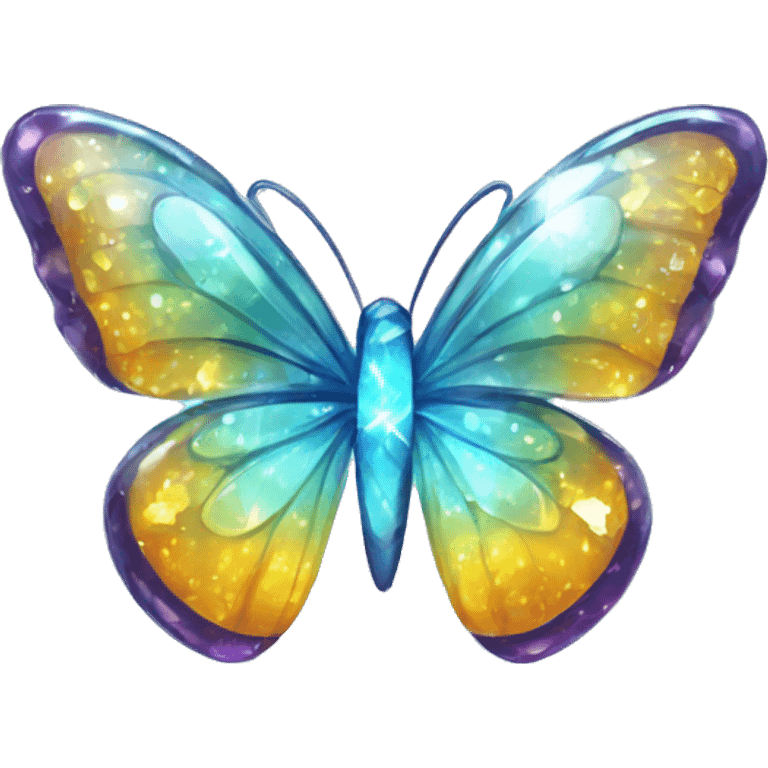 Shiny sparkly glass crystal butterfly emoji