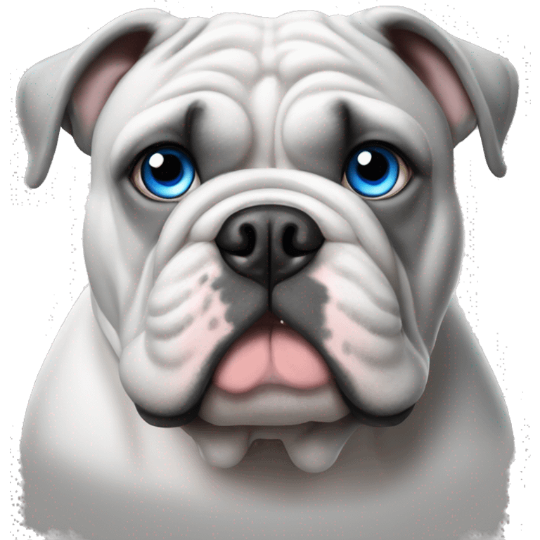 Grey english bulldog with blue eyes emoji