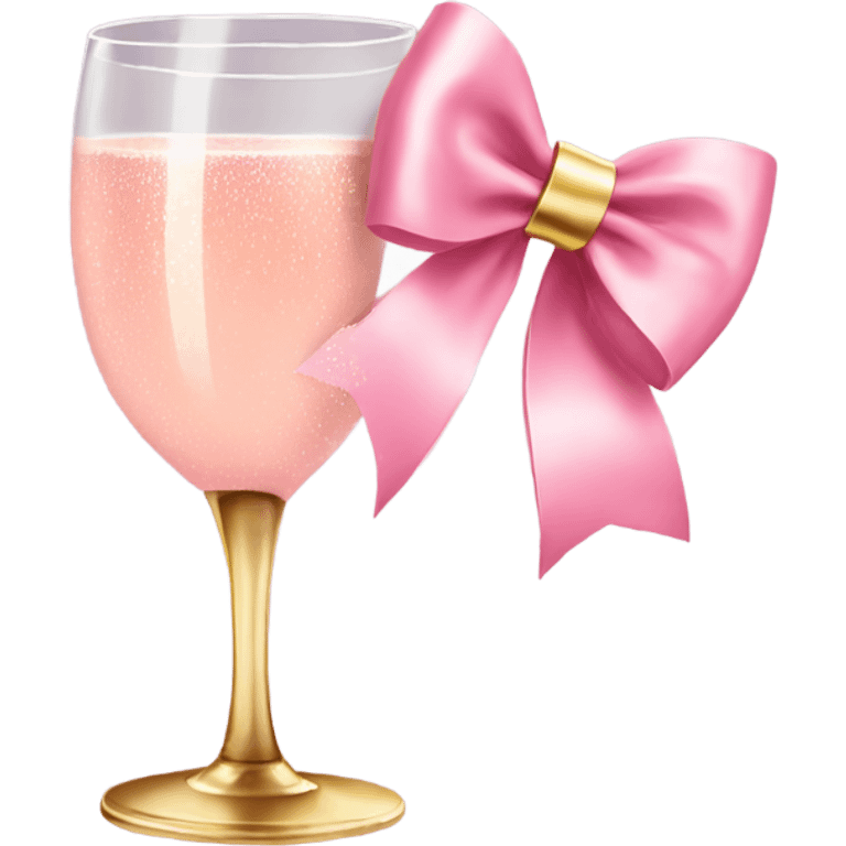 Pink champagne with gold bow emoji