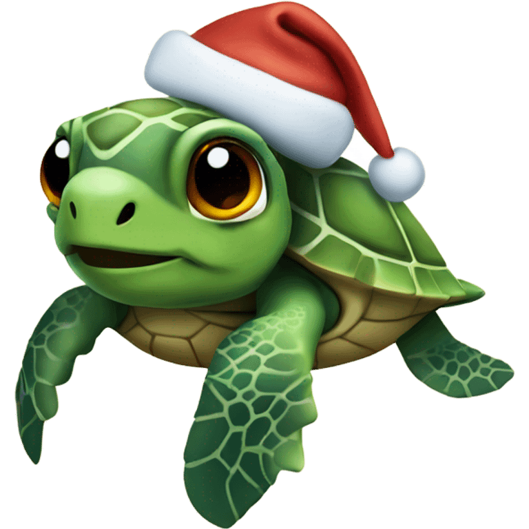 sea turtle wearing christmas hat emoji