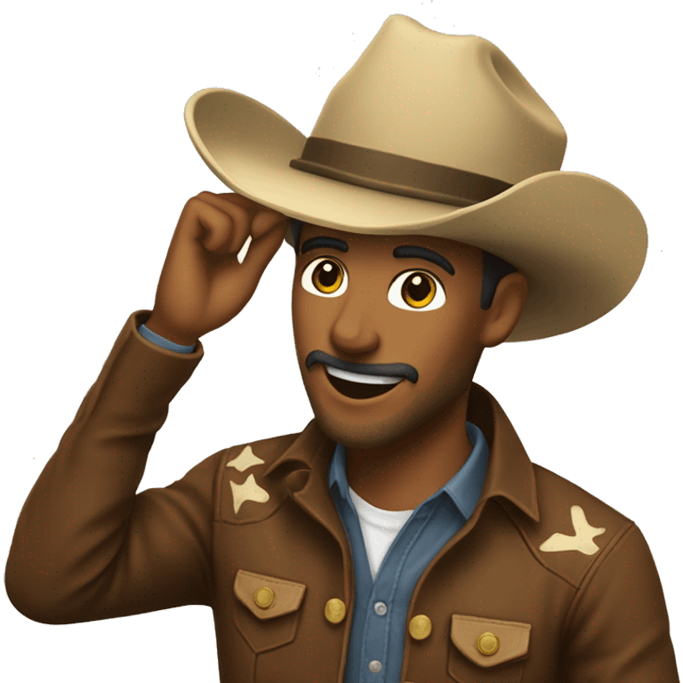 Cowboy tipping his hat above head emoji