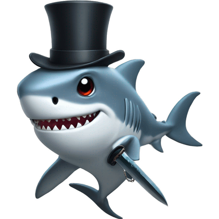 Shark with a top hat and sword emoji