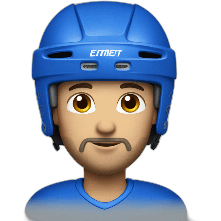 man wearing hockey blue helmet emoji