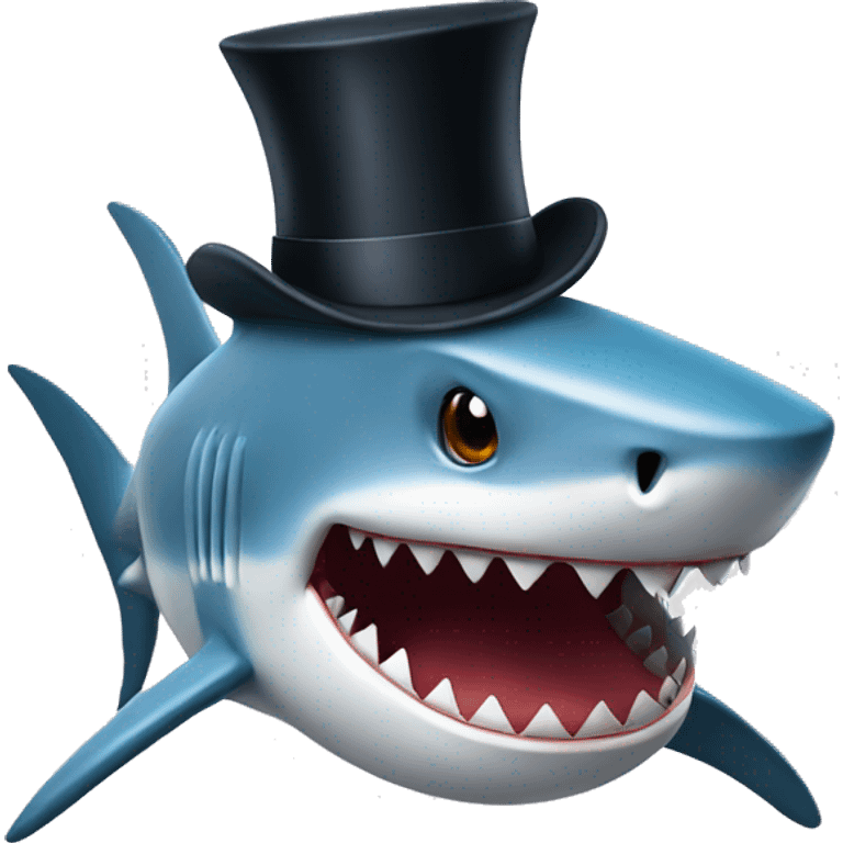 Shark with a top hat smiling  emoji