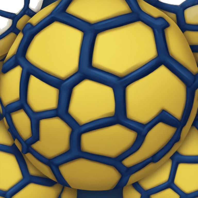 A soccer ball with dark blue and dark yellow color emoji