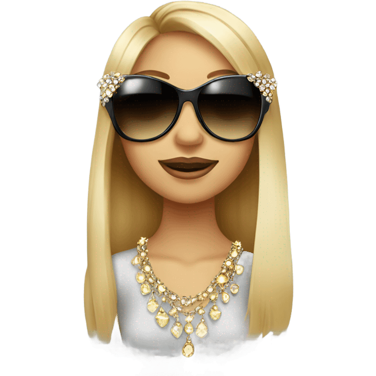 girl in sunglasses with jewelry emoji