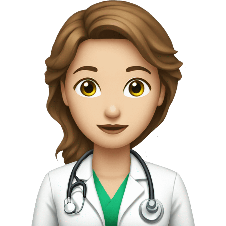 doctor woman green eyes and brown hairr emoji