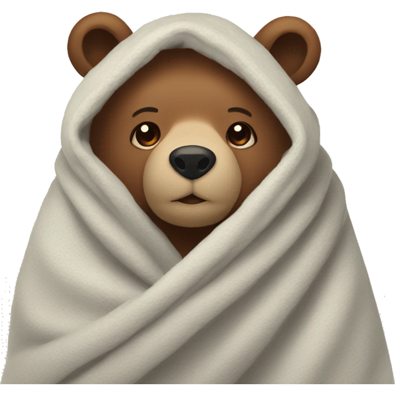 bear cozy in blanket emoji