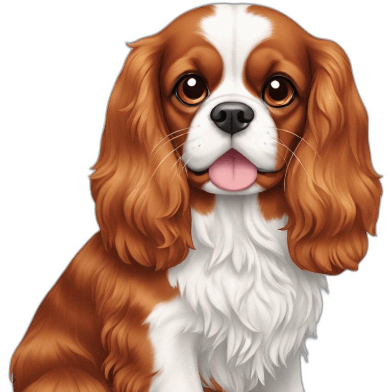 Cavalier king Charles spaniel with heart emoji