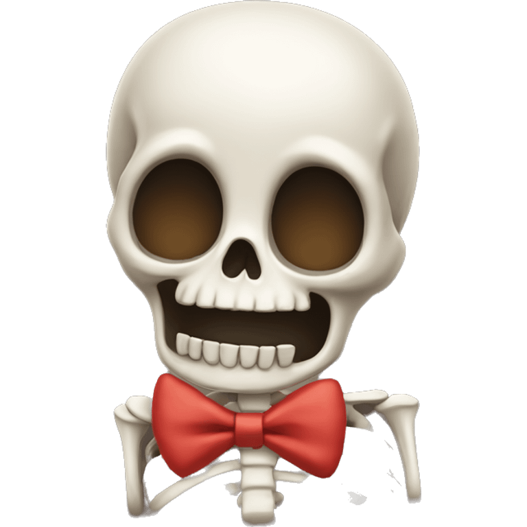 Skeleton with bow and very cutesy  emoji